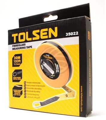 Tolsen 30M 100FT Fiberglass Measuring Tape with Metal Ring ABS Case