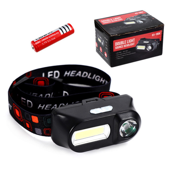Multifunctional USB interface rechargeable headlight COB outdoor emergency head-mounted flashlight 18650 battery lighting