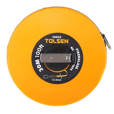Tolsen 30M 100FT Fiberglass Measuring Tape with Metal Ring ABS Case
